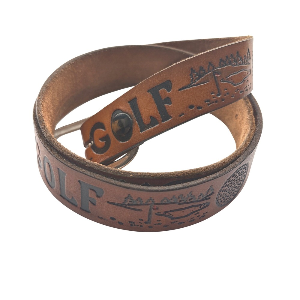 GA Beltman Golf Leather Belt Brown Handcrafted meas. 38-42"‎